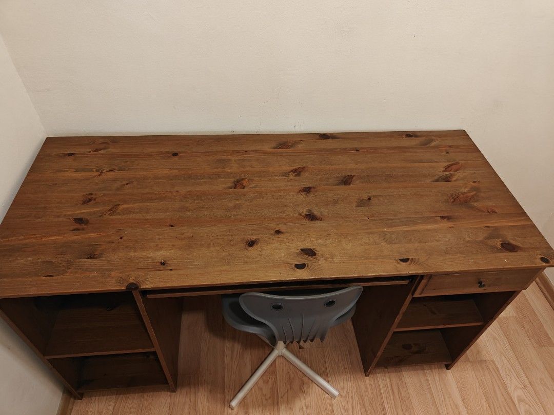 Study/Computer table (Category: Tables & Sets) located in Klang. Submitted by sarrah21 (Listing ID 1307611350, Image 2). Description: solid wood very good condition no problem at all comes along with Ikea chair. many other things to let to. having a garage sale entire house..