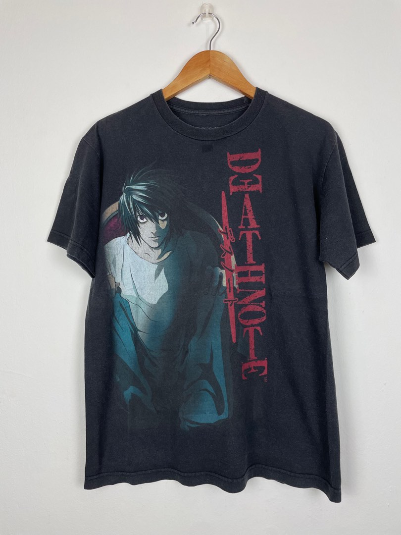 DEATH NOTE Anime Character Print T-Shirt Men's Size L cotton black type Vintage Second Hand