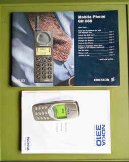 Vintage cellphone manuals and phone cards