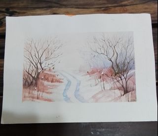 "Winter" in watercolor painting by pigments and hue