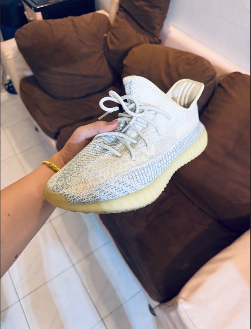 yeezy cloud white non reflective on feet