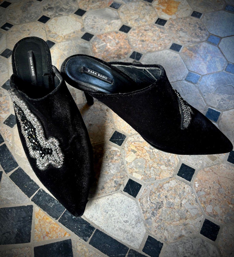 Zara velvet heels shop