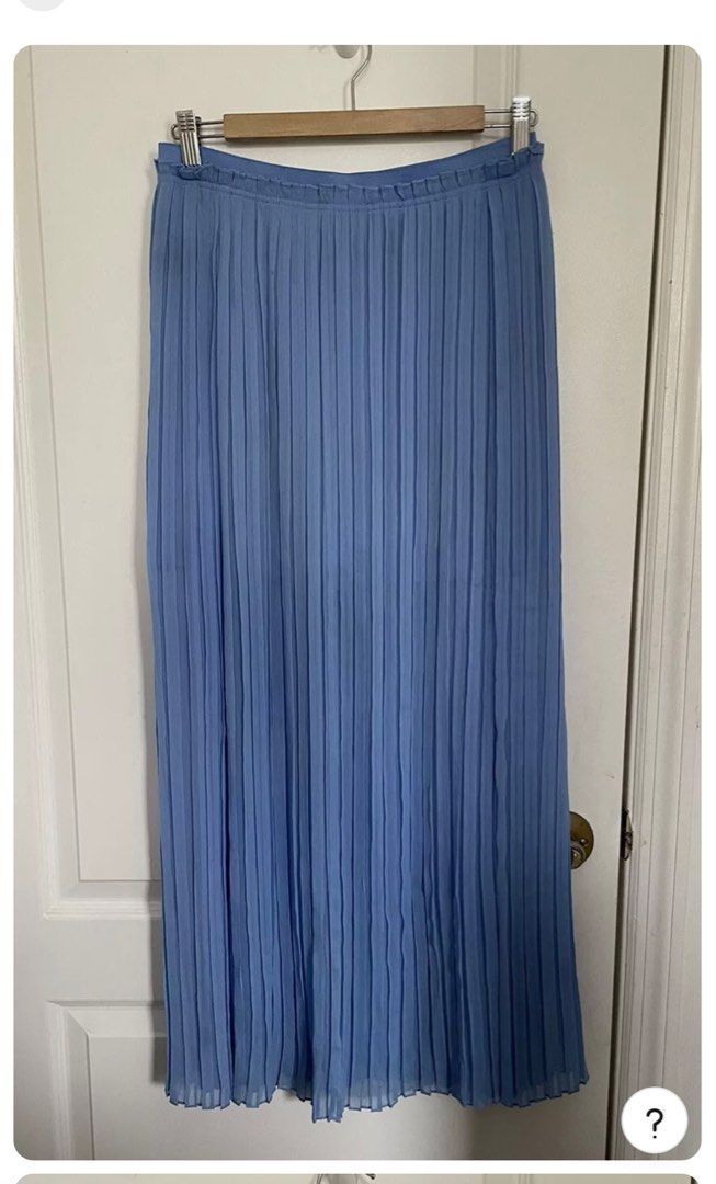 Dusty blue pleated skirt shop