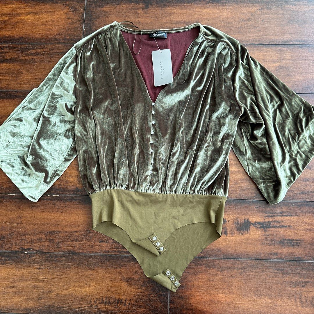 Zara velvet bodysuit top