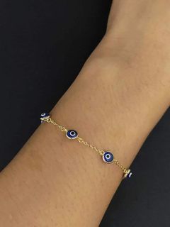 18K Saudi Gold evil eye bracelet