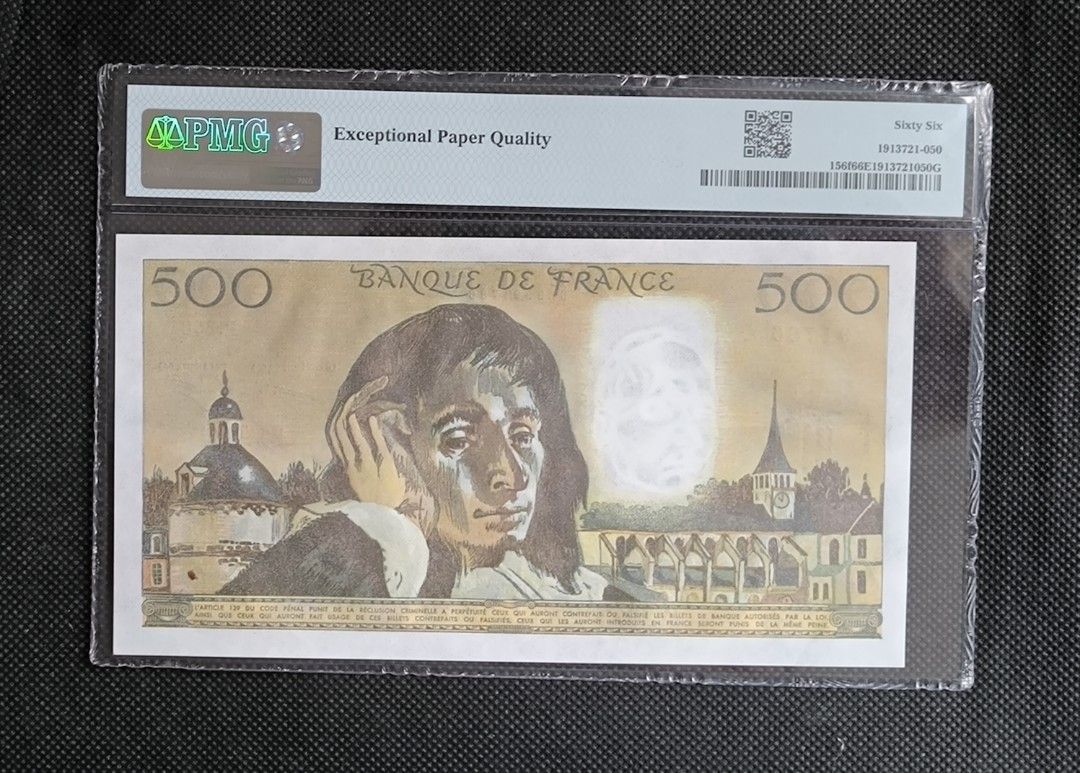 1987 法國500法郎pmg66, 興趣及遊戲, 收藏品及紀念品, 錢幣- Carousell