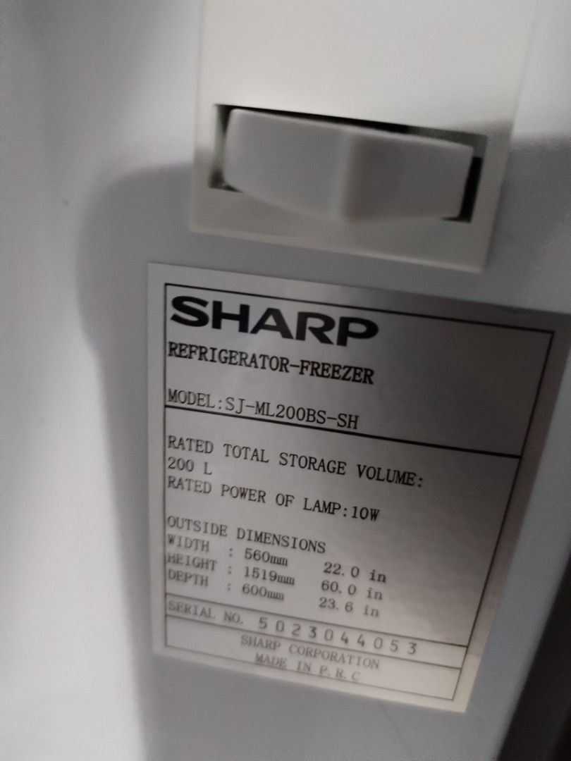 7.7cu.ft 2 door ref SHARP (Category: Refrigerators and Freezers) located in Manila. Submitted by chawchul (Listing ID 1307764451, Image 3). Description: pm.me for sure buyer.thankyou.