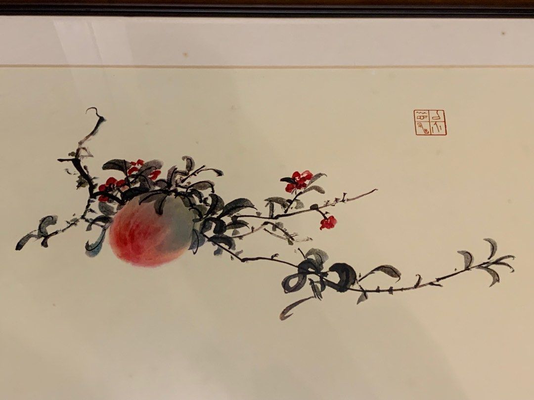 古董名畫張大千蟠桃畫作書法, 玩具收藏品, 紀念品及古董, 復古收藏品