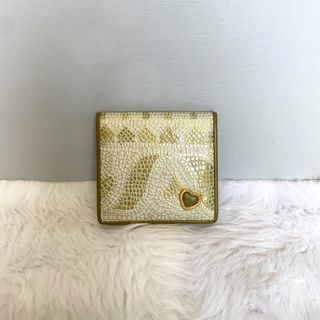 Alpha Green Gold Leather Coin Case Purse