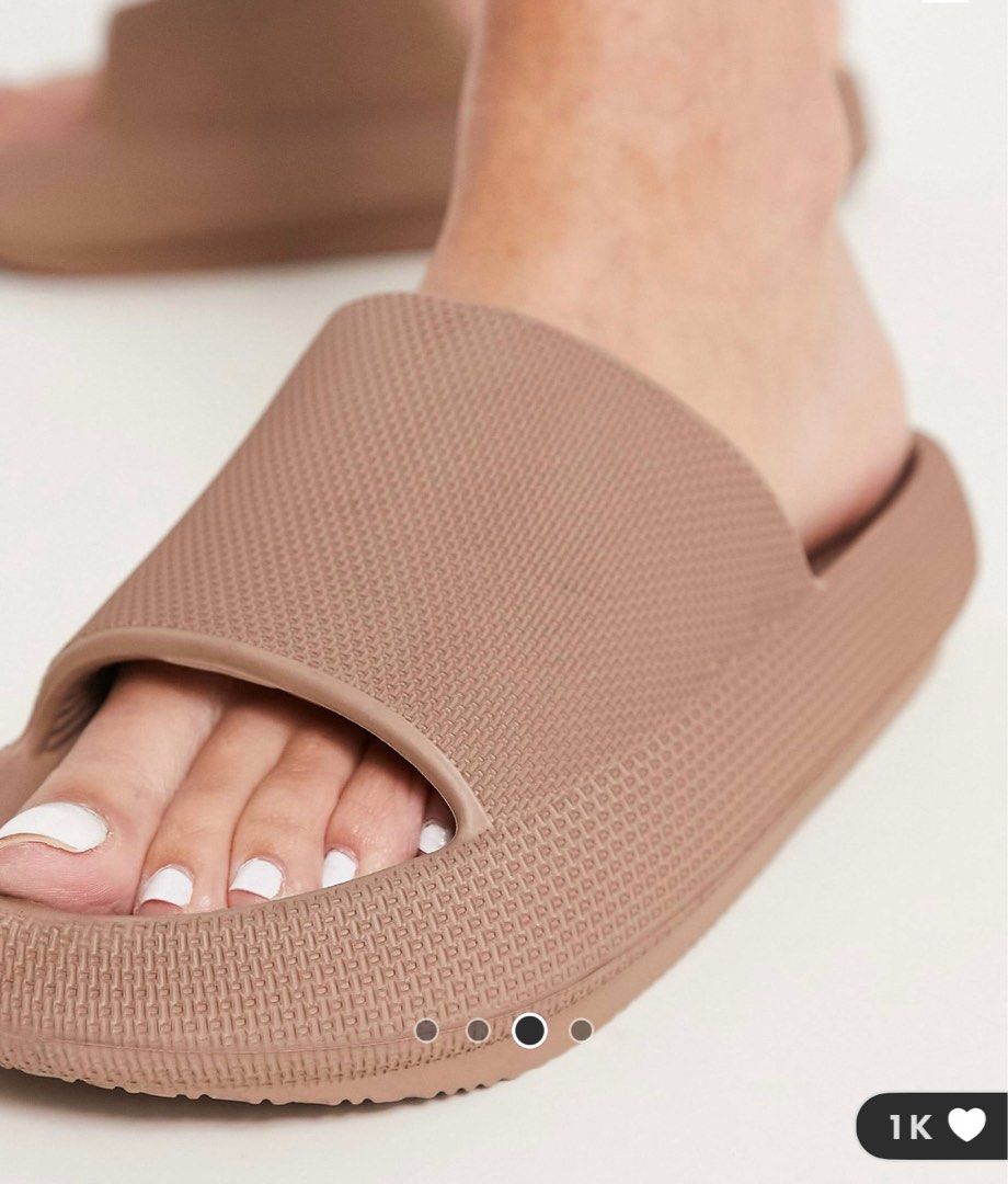 ASOS truffle collection chunky slides Cream Mocha Women s Fashion Footwear Flipflops and Slides on Carousell