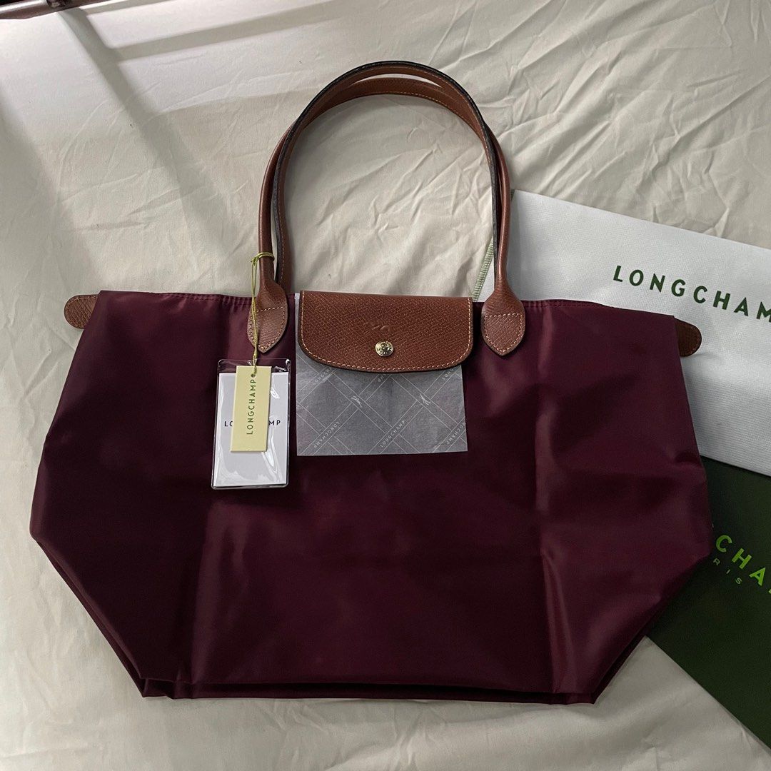 Authentic Longchamp Long Handle Tote Bag L Red Wine