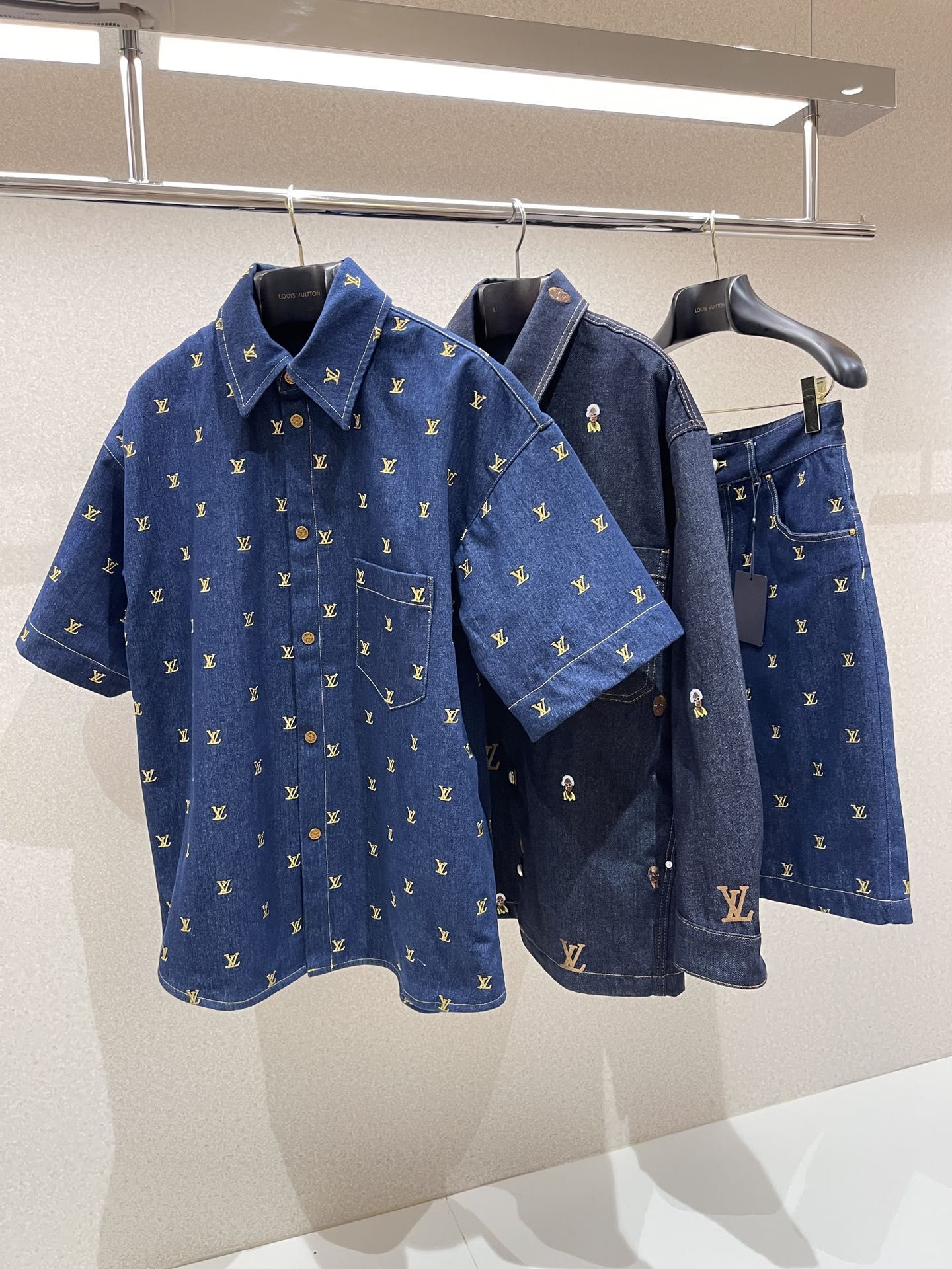 Authentic lv gold embroidered denim jacket Luxury Apparel on Carousell