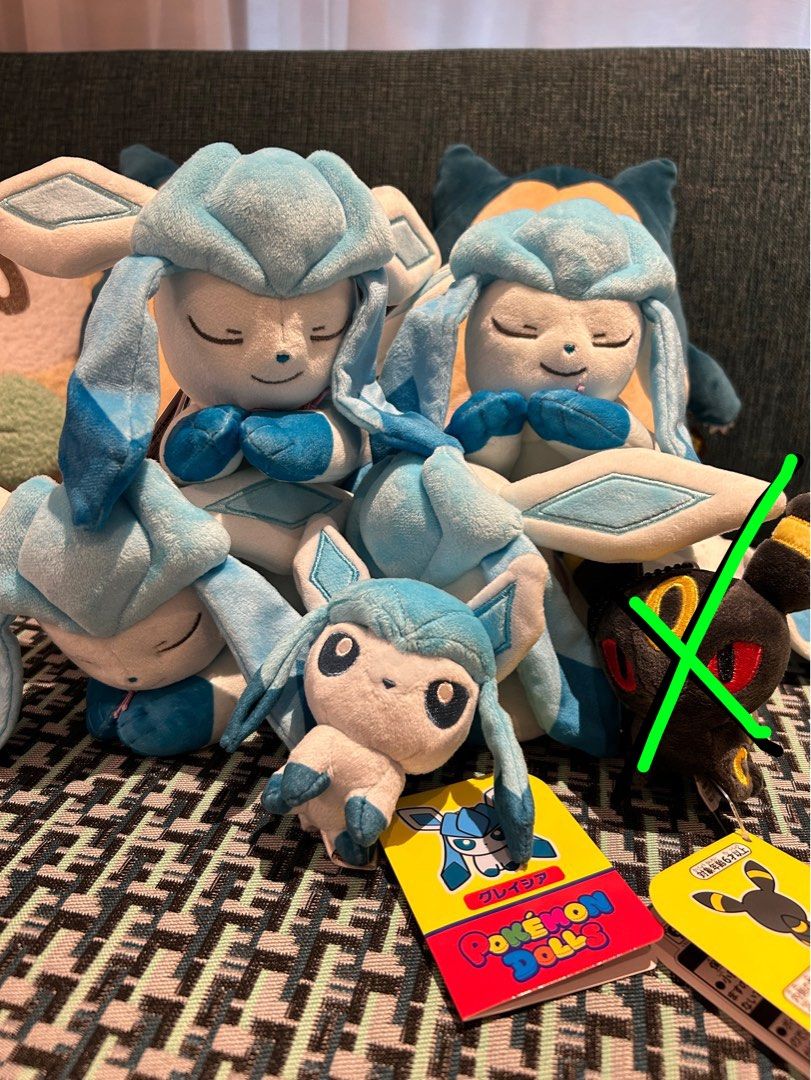 Authentic Pokemon Center Japan PC mochi mochi series Sleeping series Glaceon soft toy plush plushie huggable super soft PokeBall keychain Umbreon Glaceon Hobbies Toys Toys Games on Carousell