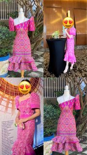 Barbie Pink One Sided Mermaid Modern Filipiniana Long Dress