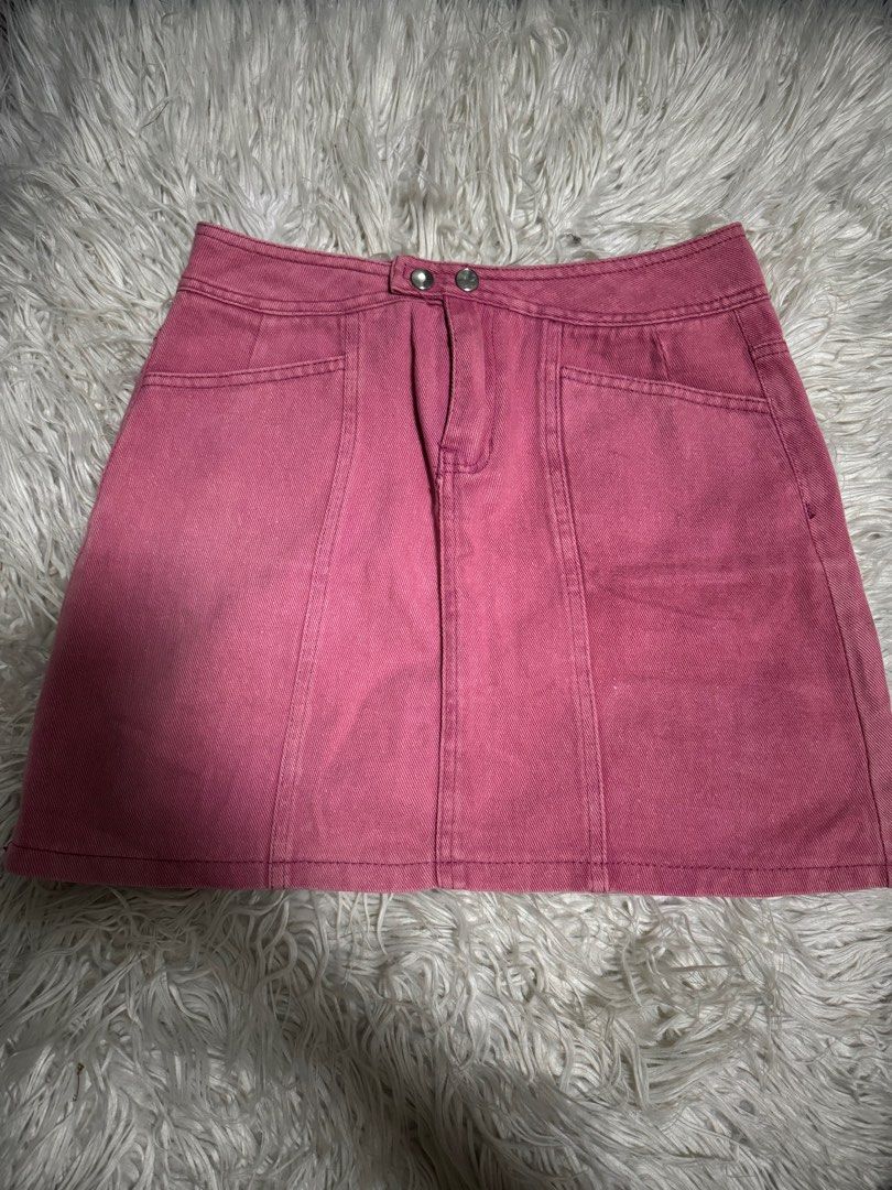 Dark pink denim skirt best sale