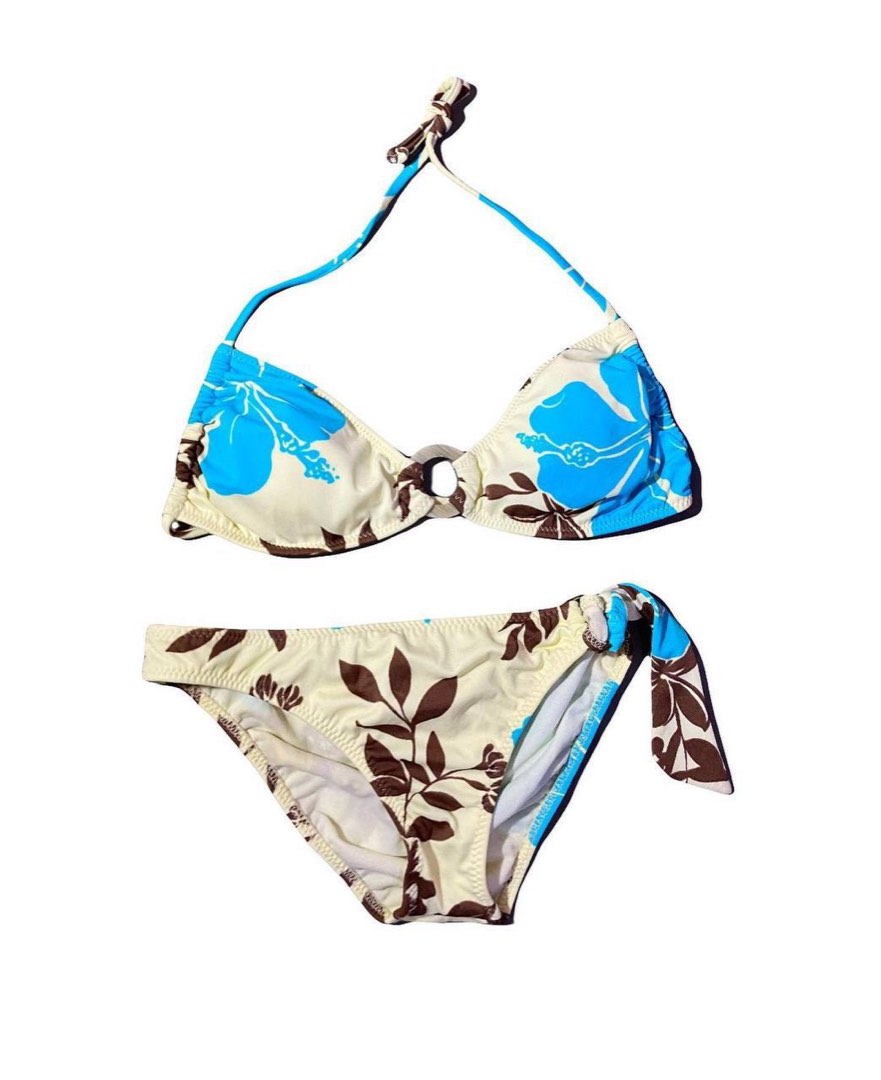 BLUE CREAM RADIO FIJI HIBISCUS BIKINI SET Y2K thrift vintage coconut summer aesthetic Women s Fashion Swimwear Bikinis Swimsuits on Carousell