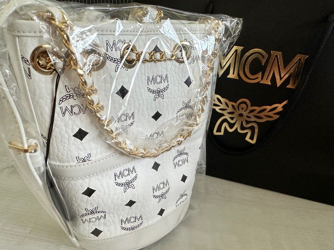 Mcm white mini backpack online