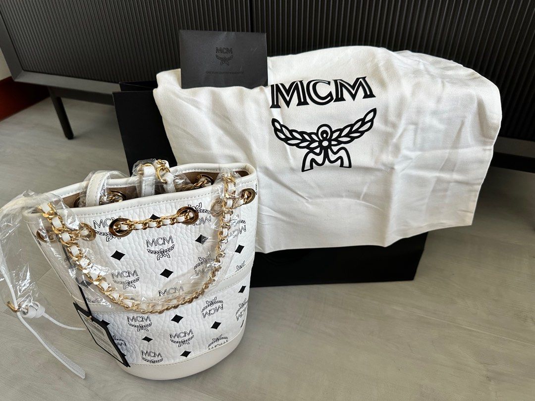 Mcm white mini backpack top