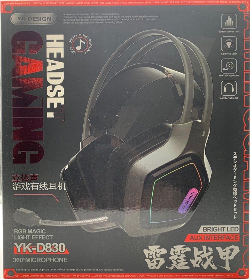 BRAND NEW YK DESIGN Gaming Headset headphones with microphone YK-D830 ...