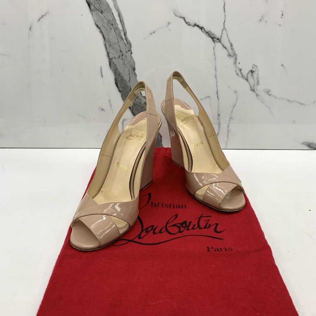 CHRISTIAN LOUBOUTIN PINK PATENT SIZE 35.5 WEDGES 247025275 WE Women s Fashion Footwear Heels on Carousell