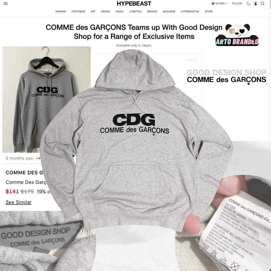Comme des Garcon CDG x Good Design Shop Authentic Pullover Hoodie Fesyen Pria Pakaian Atasan di Carousell