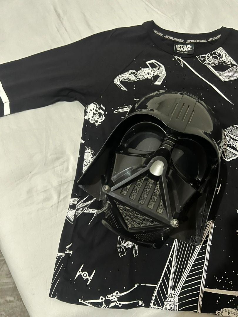 Darth Vader Mask (Category: Western Merchandise) located in Taguig. Submitted by jennie-lynn (Listing ID 1307895974, Image 1). Description: Darth Vader Mask - voice changing but not sure if it still working. XS Star Wars 3/4 shirt .
