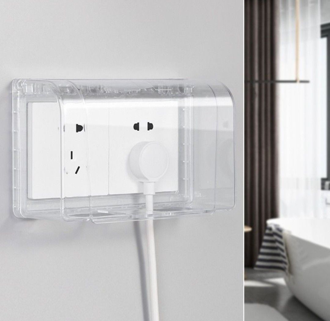 Double waterproof socket protector (Category: Electrical, Adaptors & Sockets) located in Singapore. Submitted by carou_sellerhi5 (Listing ID 1307926769, Image 1). Description: Ideal for usage near water prone areas such as sockets near window as rain protection and sockets near water fountain and fish tank Selling as I bought extra Self-collect at 521896.