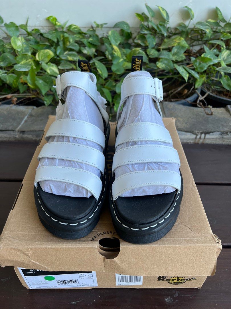 Dr Martens Blaire White Leather Platform Men s Fashion Footwear Slippers Slides on Carousell