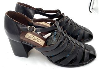 ENZO Angiolini Brown/Black Leather Sandals