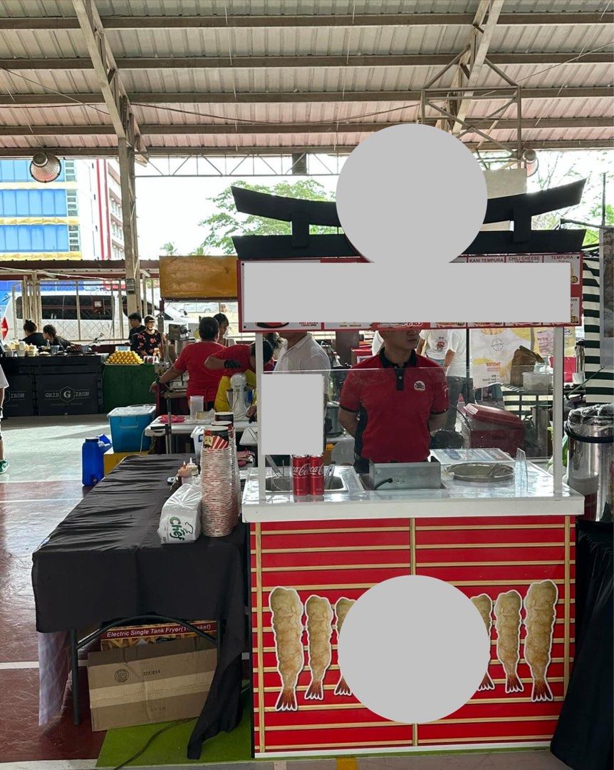 Event Cart (w/ deep fryer) (Category: Other Kitchenware & Tableware) located in Paranaque City. Submitted by buttonbabies (Listing ID 1307852482, Image 1). Description: Php15,000.00 Event Cart (Collapsible) (Brand logo and visuals will be removed) Dimension: Table - Approx (W100cm x D60cm x H90cm) Signage - Approx (W90cm x D35cm x H200cm) Inclusive of equipment: Electric Fryer Food Pan Mixing Bowl Strainer Food Tong - 2pcs Measuring Pitcher Stora