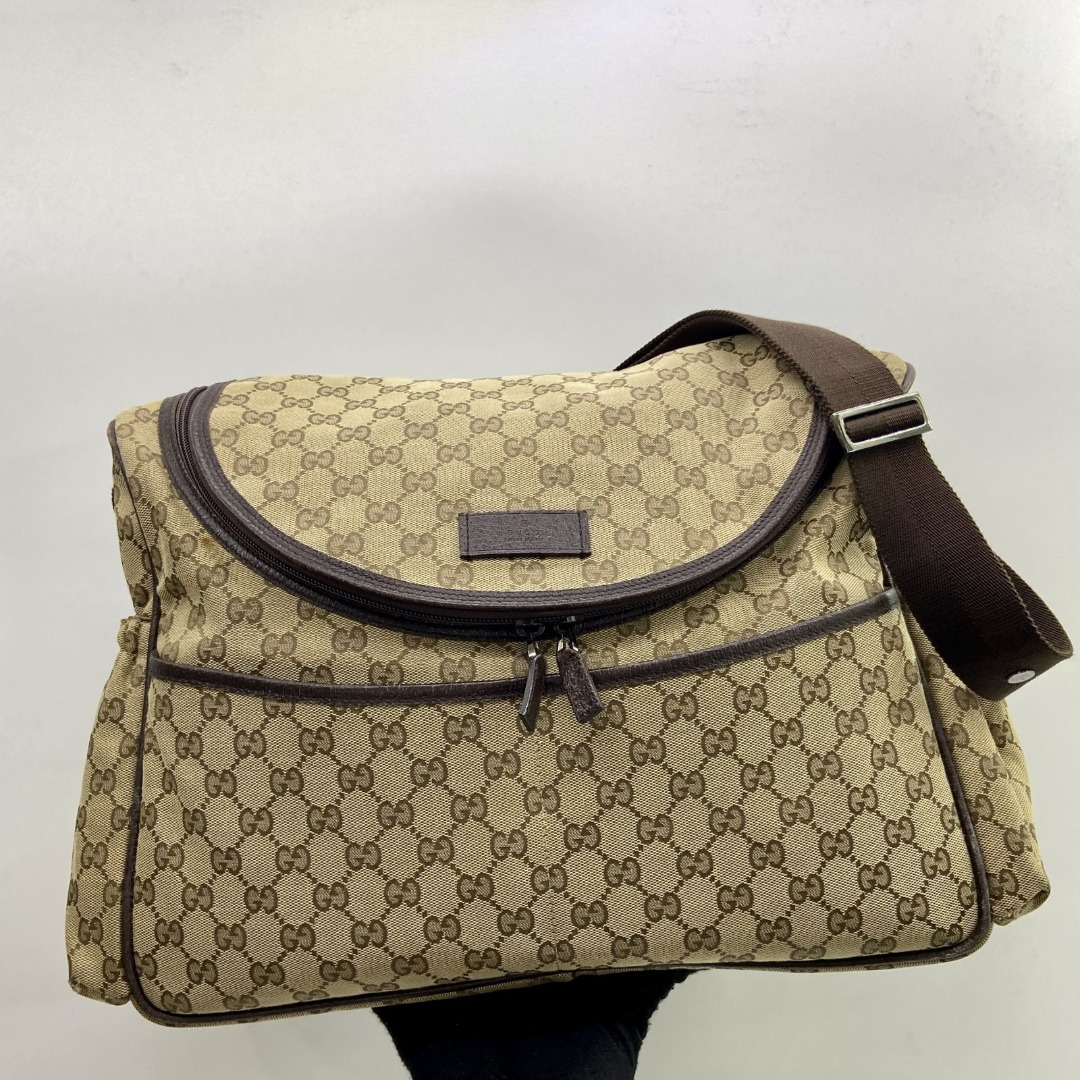 GUCCI 123326 BROWN CANVAS GG MESSENGER SHOULDER BAG 247025796 WE