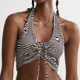 H&M Brown Zebra Print Halter Top & Maxi Skirt