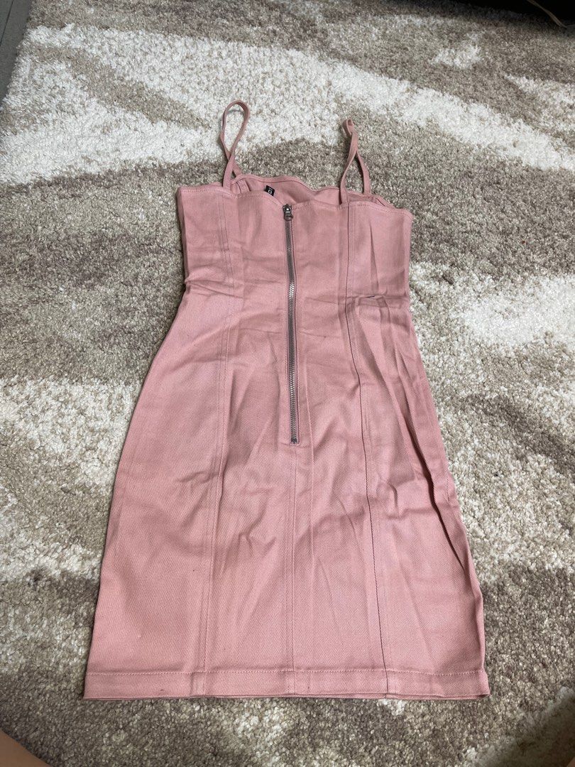H M pink denim dress Women s Fashion Dresses Sets Dresses on Carousell
