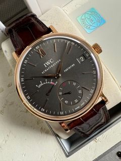 IWC Portofino 45mm Hand-Wound Eight Days Solid Rose Gold Gray Dial Complete