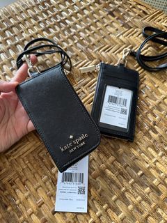 kate spade black staci card case lanyard