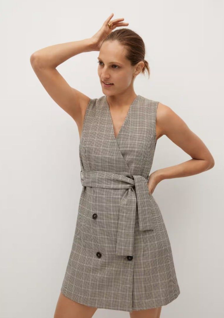 mango check short dress MANGO Check Short Dress