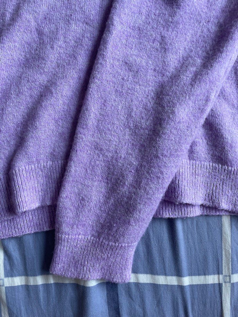 Mango purple sweater (Category: Coats, Jackets and Outerwear) located in Pasig City. Submitted by summermid (Listing ID 1307784164, Image 3). Description: Mango Purple sweater Best fit: Small to medium Used twice so good as new pa! No when worn photo. RFS: Decluttering.
