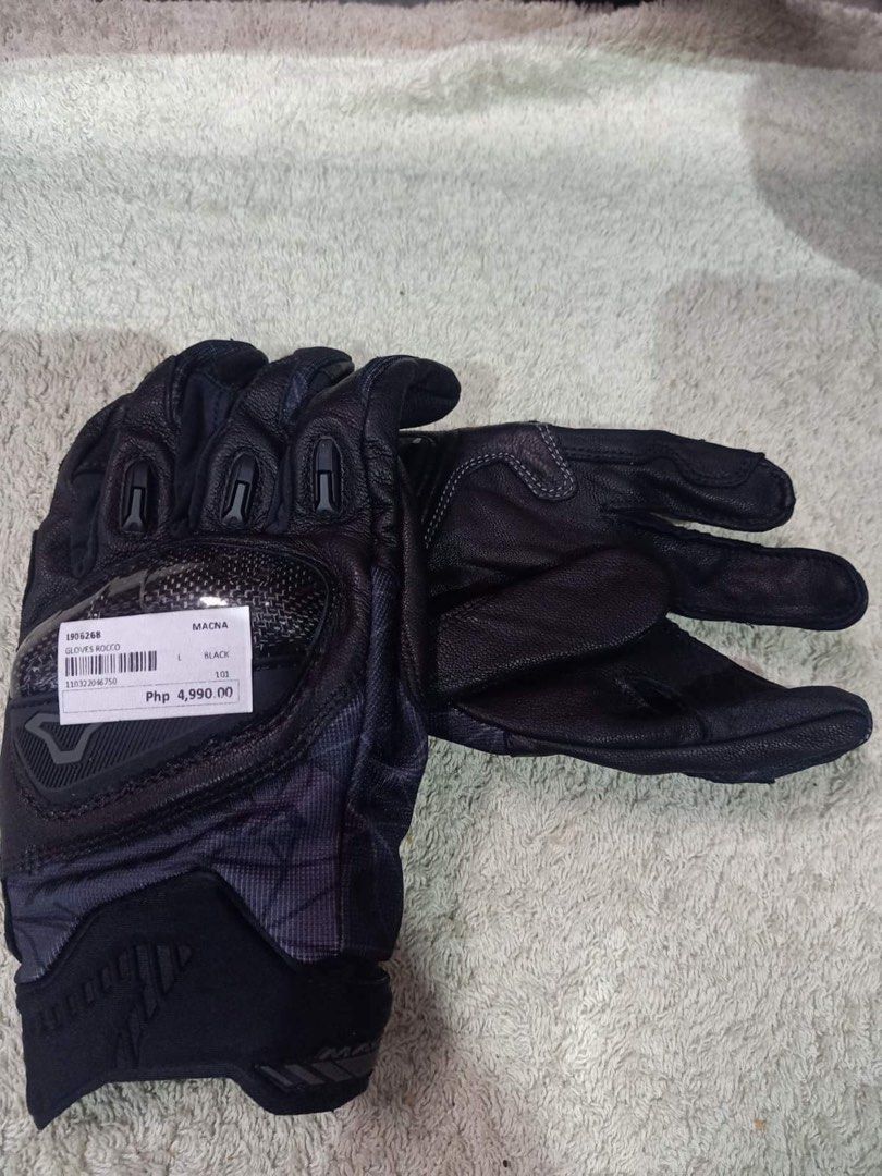 NEW Motorcycle Macna Black Rocco Riding Gloves (Category: Gloves) located in Caloocan City. Submitted by sulithoyce (Listing ID 1307877544, Image 2). Description: Selling brand new Motorcycle Macna Black Rocco Riding Gloves at below SRP. - Price: 3,750 PHP - Size: L - Mode of payment: Cash, Gcash or Bank Transfer - Either cash/payment on pickup from location or buyer is responsible for delivery + paying for item in advance - Can inspect shoes on 