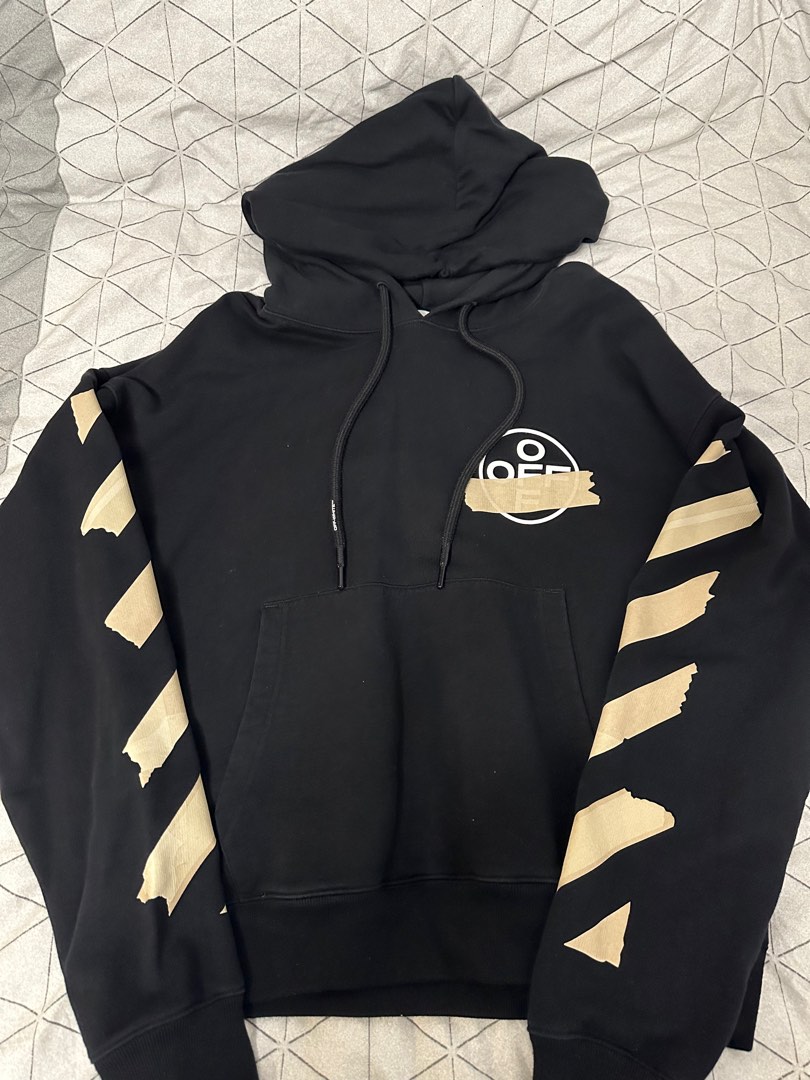 Off White Tape Diag Arrows Hoodie, 男裝, 上身及套裝, 衛衣- Carousell