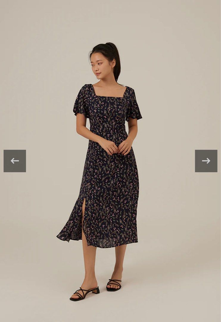 chinese dress ladies Ulla Johnson Olga Flutter Sleeve Midi Dress in Claret at Nordstrom, Size 10