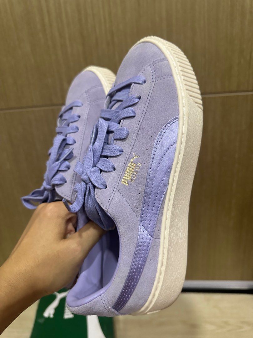 Puma suede platform satin trainer hot sale