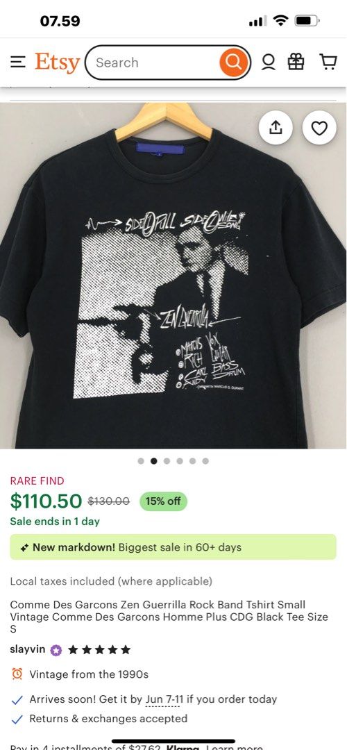 Rare COMME DES GARCONS Comme Des Garcons Zen Guerrilla Rock Band Tshirt