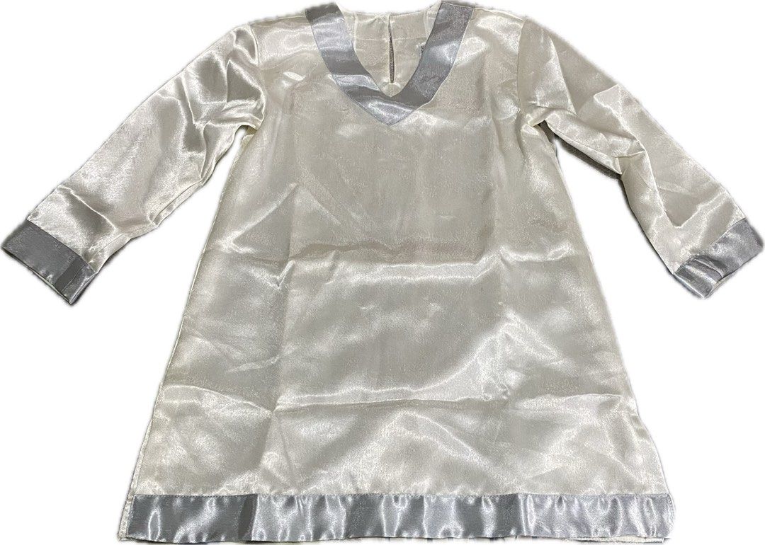 Satin Angel Costume - Unisex (Category: Sets or Coordinates) located in Quezon City. Submitted by roymachine (Listing ID 1307834984, Image 1). Description: Top Chest Width: 15” Length: 25” Sleeves: 15” Bottom Garterized Waist Stretched: up to 15” width Unstretched: 10.5” Rise: 10.5” Length: 28”.