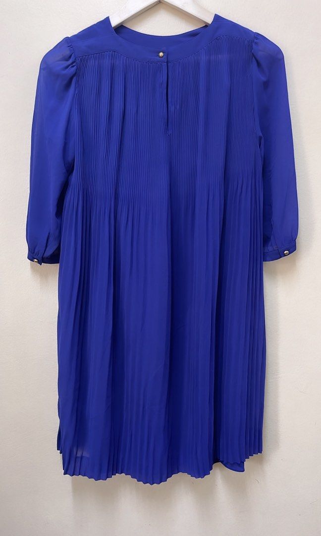 Ted baker blue pleated dress store