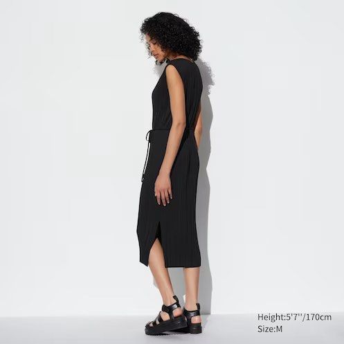 uniqlo black pleated dress Uniqlo Black Pleated Camisole Dress S (4-6)