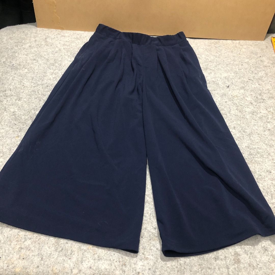Women crepe jersey flare wide cropped pants top