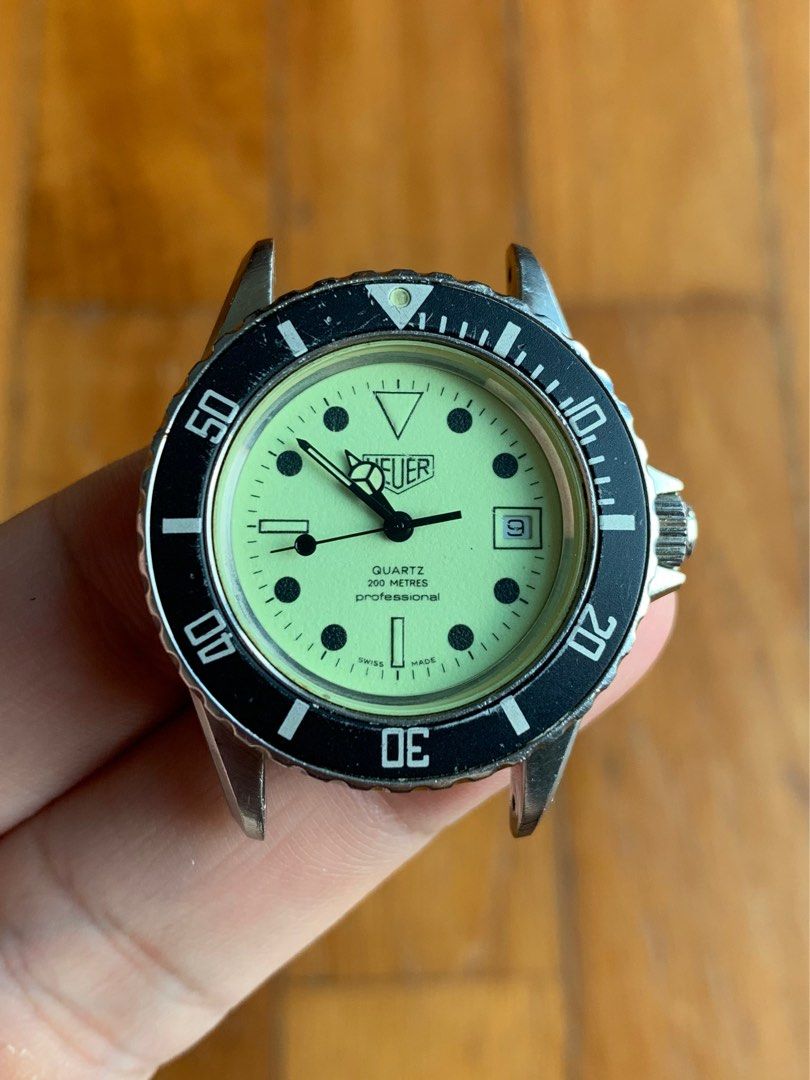 Vintage Heuer Full Lume Quartz Diver Men s Fashion Watches Accessories Watches on Carousell