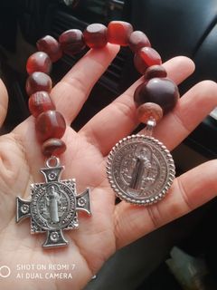 vintage Irish Horn St.Benedict one decade rosary