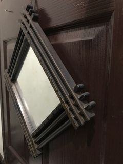 Vintage Wall Hang Mirror Wood Framed Convex