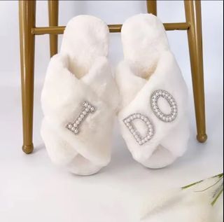 Wedding prep slippers, I do